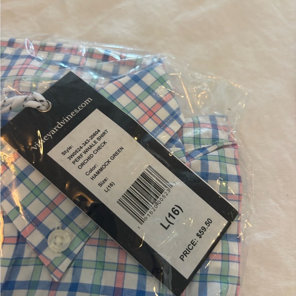 Vineyard Vines Men’s Multi-Check Button-Down Shirt in Green, Blue & Pink - Picture 2 of 3